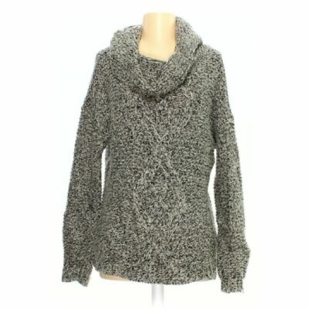 The Limited Women's Sz XS Cowl Neck Off Shoulder Sweater Tan Black Gray Metallic